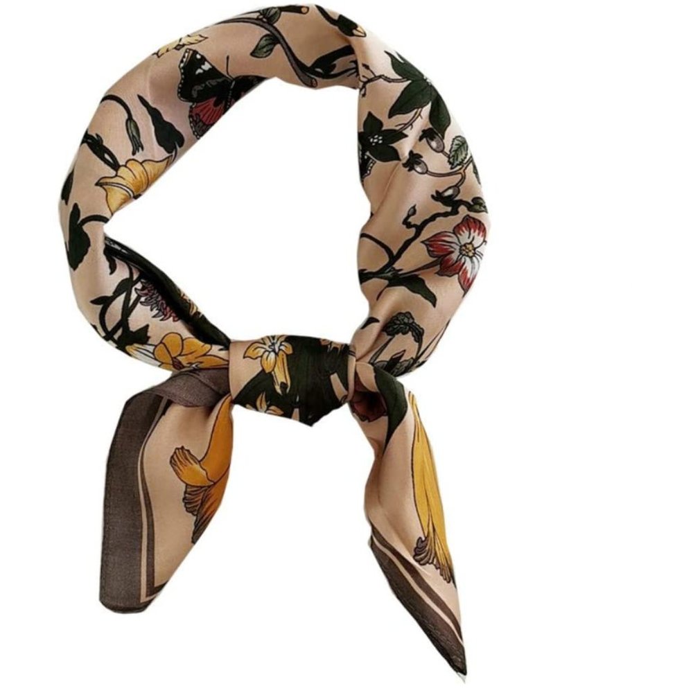 Vintage Floral Satin Scarf